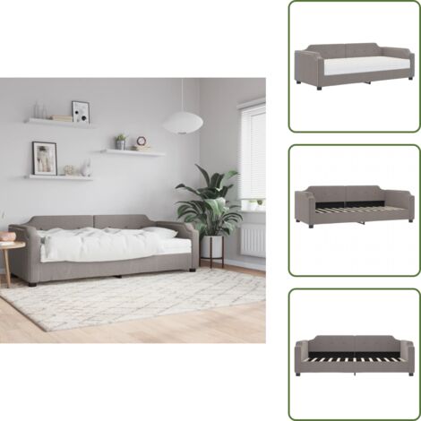 The Living Store Lit de jour avec matelas taupe 80x200 cm tissu - Canapé Convertible - Lit Deux Places - Lit Invité - Literie - Meuble Multifonction