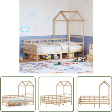 The Living Store Lit de jour avec toit sans matelas 80x200 cm bois massif - Lit Convertible - Lit Enfant - Lit Coffre - Canapé Lit - Meuble Multifonction