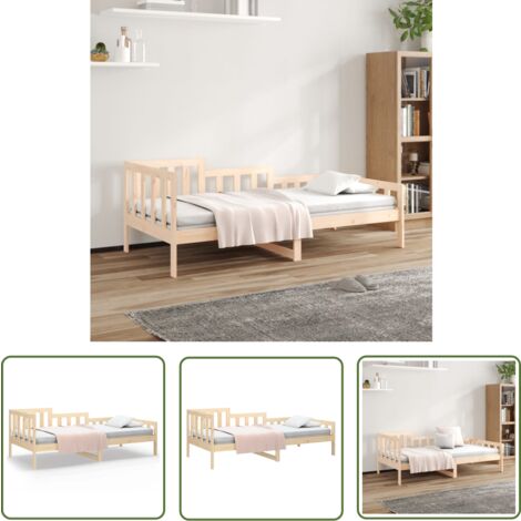 The Living Store Lit de jour sans matelas 90x200 cm bois de pin massif - Lit De Jour - Canapé Convertible - Lit Pliable - Meuble Multifonction - Lit Bois