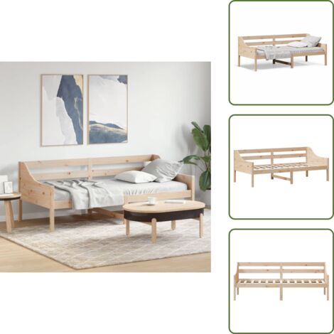 The Living Store Lit de jour sans matelas 90x200 cm bois de pin massif - Lit De Jour - Canapé Lit - Lit Invité - Lit Bois - Lit Pin Massif