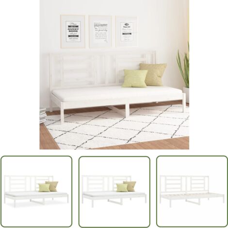 The Living Store Lit de jour sans matelas blanc 90x200 cm bois de pin massif - Lit De Jour - Canapé-lit - Lit Invité - Meuble Chambre - Mobilier Bois