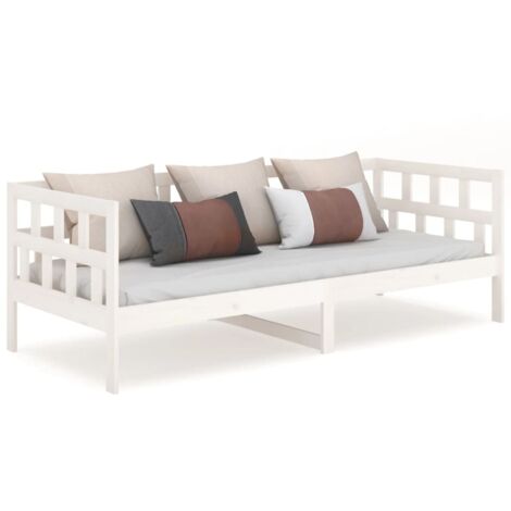 The Living Store Lit de jour sans matelas blanc bois de pin massif 90x190 cm - Canapé-lit