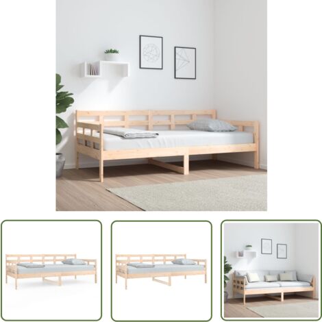 The Living Store Lit de jour sans matelas bois de pin massif 90x190 cm - Lit De Jour - Lit Invité - Canapé Lit - Meuble Chambre - Bois Massif