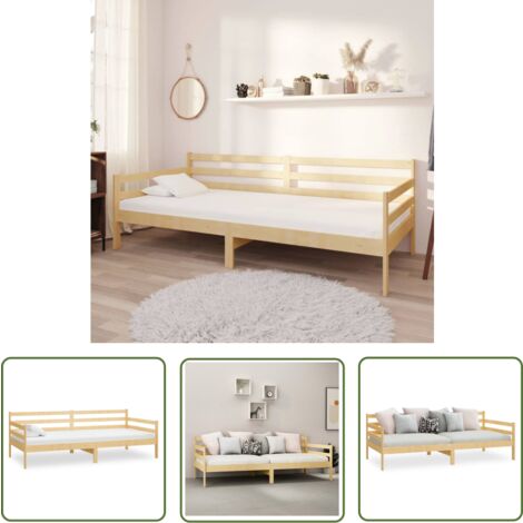 The Living Store Lit de jour sans matelas bois de pin massif 90x200 cm - Lit Convertible - Canapé Lit - Lit Invité - Meuble Multifonction - Lit Bois