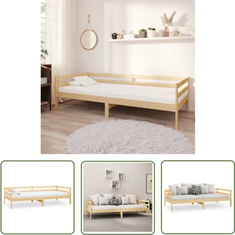 The Living Store Lit de jour sans matelas bois de pin massif 90x200 cm - Lit Convertible - Canapé Lit - Meuble Multifonction - Lit Invité - Lit Bois