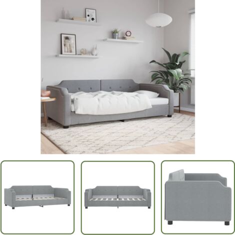 The Living Store Lit de repos sans matelas gris clair 80x200 cm tissu - Lit Deux Places - Canapé Convertible - Lit Invité - Meuble Multifonctionnel - Literie