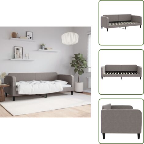 The Living Store Lit de repos sans matelas taupe 80x200 cm tissu - Canapé Convertible - Lit Invité - Meuble Multifonction - Literie - Décoration Intérieure