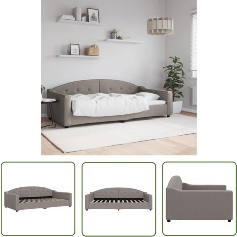 The Living Store Lit de repos taupe 100x200 cm tissu - Canapé Convertible - Lit D'appoint - Lit Deux Places - Mobilier Contemporain - Design Moderne