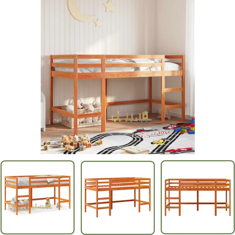 The Living Store Lit mezzanine d'enfants sans matelas avec échelle 90x190 cm - Lit Mezzanine Enfant - Lit Plateforme Enfant - Lit Design Enfant - Lit