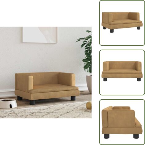 The Living Store Lit pour chien marron 60x40x30 cm velours - Canapé pour chien