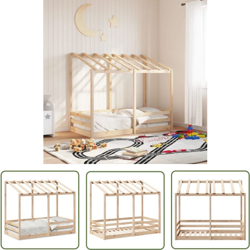 The Living Store - Lit pour enfants sans matelas 70x140 cm bois de pin massif - Lit Enfant - Lit Bois - Lit Pin Massif - Lit Design Moderne - Lit