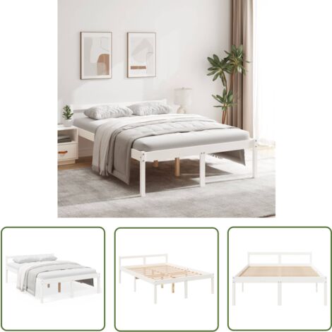 The Living Store -  Lit pour personne âgée blanc 120x200 cm bois de pin massif