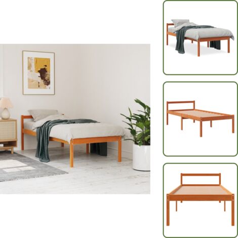 The Living Store Lit pour personne âgée sans matelas 75x190 cm bois pin massif - Lit Senior - Lit Pour Personne Agée - Lit Haut - Meubles Chambre - Meubles Seniors