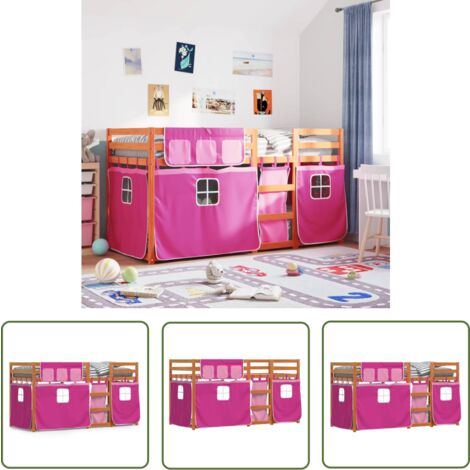 The Living Store Lit superposé sans matelas 90x200 cm bois de pin massif - Lit Superpose - Lit Enfantine - Lit Deux Niveaux - Lit Design - Mobilier Enfant