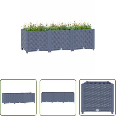 The Living Store Lit surélevé 120x40x38 cm Polypropylène - Jardin - Balcon - Terrasse - Pots De Fleurs - Jardinière