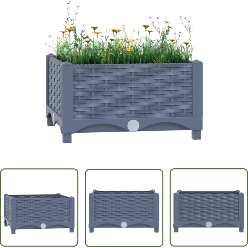 Lit surélevé 40x40x23 cm Polypropylène - Jardin - Balcon - Terrasse - Pots De Fleurs - Jardinière - The Living Store