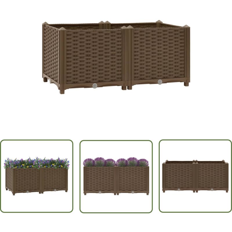 Lit surélevé 80x40x38 cm Polypropylène - Jardinière - Bac De Culture - Jardin Vertical - Pots De Fleurs - Décoration Extérieur - The Living Store