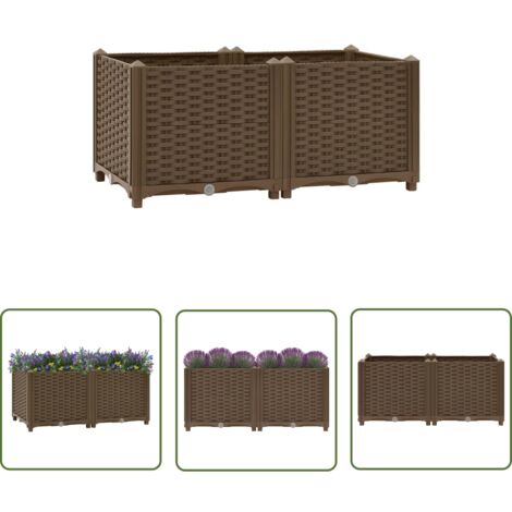 The Living Store Lit surélevé 80x40x38 cm Polypropylène - Jardinière - Bac De Culture - Jardin Vertical - Pots De Fleurs - Décoration Extérieur
