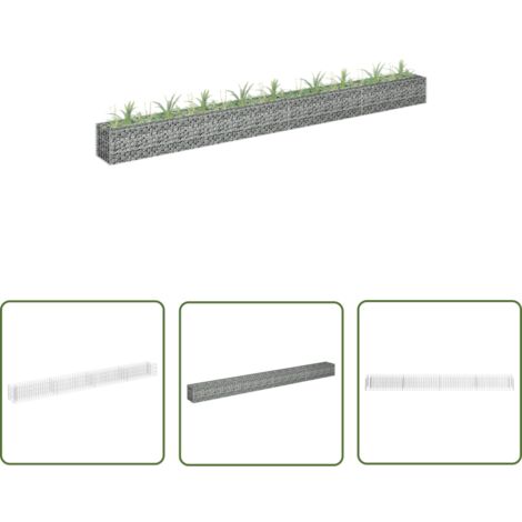 The Living Store Lit surélevé à gabion Acier galvanisé 360x30x30 cm - Jardinière À Gabion - Jardin Vertical - Bac À Plantation - Border Décoratif - Pot De Fleurs Extérieur
