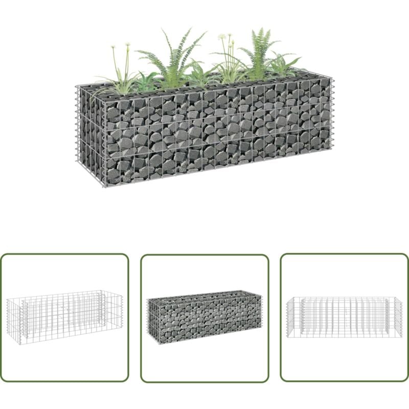 The Living Store - Lit surélevé à gabion Acier galvanisé 90x30x30 cm - Jardinière à Gabion - Jardin Vertical - Bac De Plantation - Border Fleurie