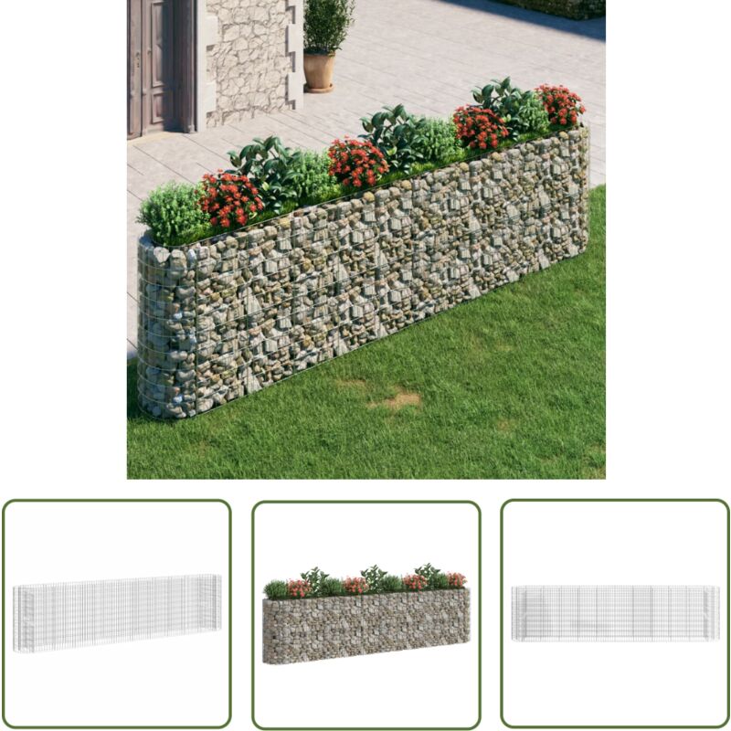 The Living Store - Lit surélevé à gabion Fer galvanisé 400x50x100 cm - Jardin - Jardiniere - Bac Acier - Gabion - Décoration Extérieur