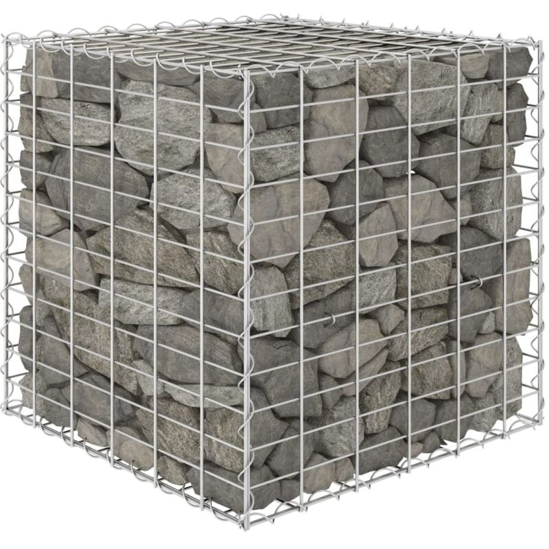 lit surélevé cube à gabion fil d'acier 60x60x60 cm the living store argent