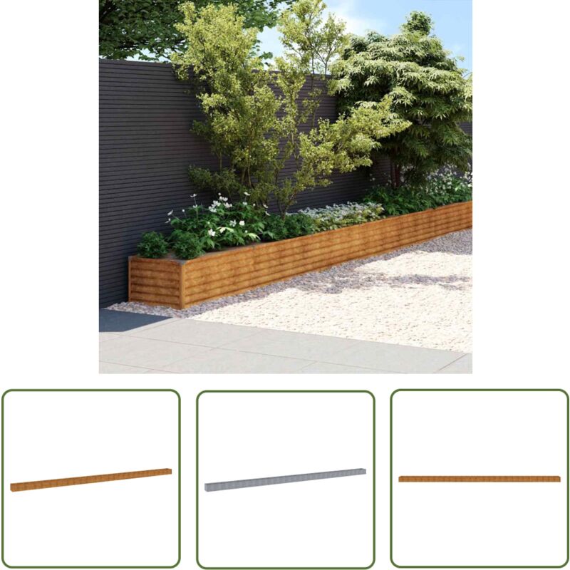 Lit surélevé de jardin 1152x50x36 cm acier corten - Lit Surélevé Jardin - Jardinière Acier Corten - Bac à Fleurs Extérieur - Décoration Jardin