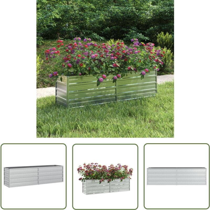 Lit surélevé de jardin 160x40x45 cm Acier galvanisé Argenté - Jardiniere Metal - Pot De Fleurs Extérieur - Bac De Culture - Raised Garden Bed - Lit