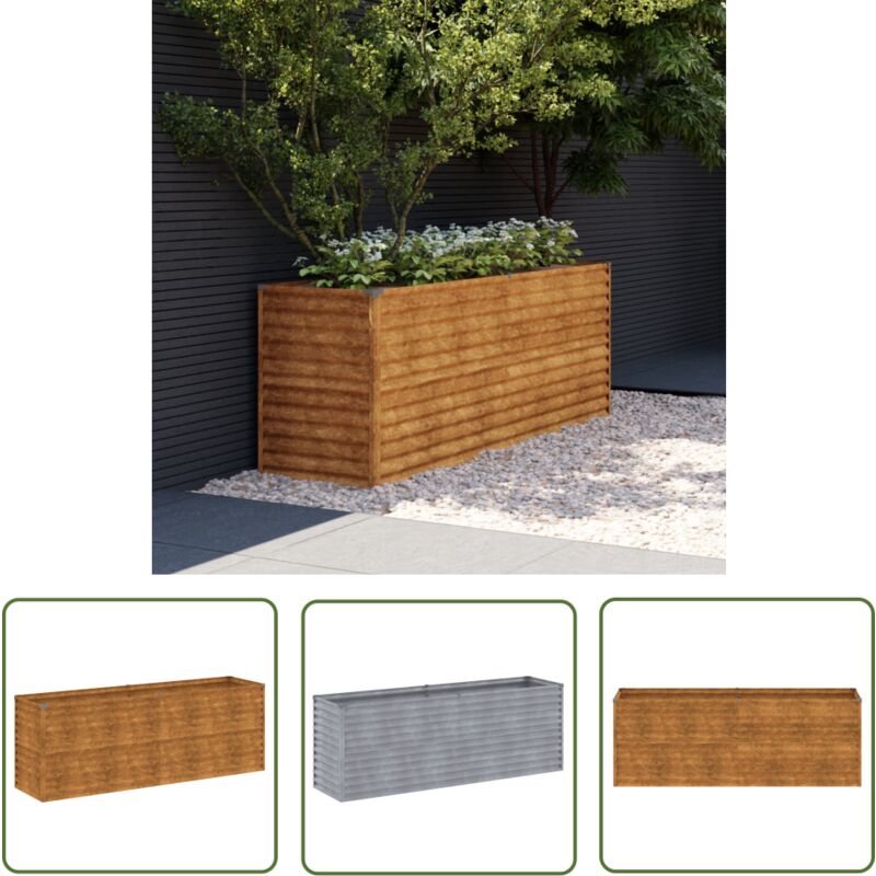 Lit surélevé de jardin 196x50x69 cm acier corten - Jardiniere - Lit Surélevé - Acier Corten - Plante - Fleur - The Living Store