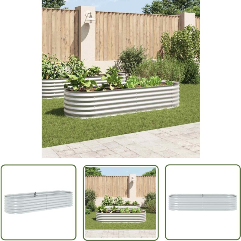 Lit surélevé de jardin 240x80x44 cm Acier galvanisé Argenté - Jardiniere Exterieure - Bac Plante Metal - Pot De Fleurs Jardin - Lit Surélevé Jardin