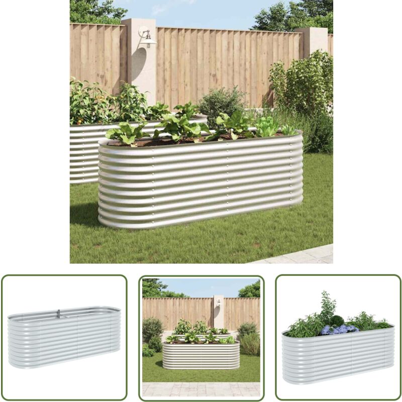 Lit surélevé de jardin 240x80x81 cm Acier galvanisé Argenté - Jardinière Surélevée - Pot De Fleurs Extérieur - Fleurissement - Décoration Jardin