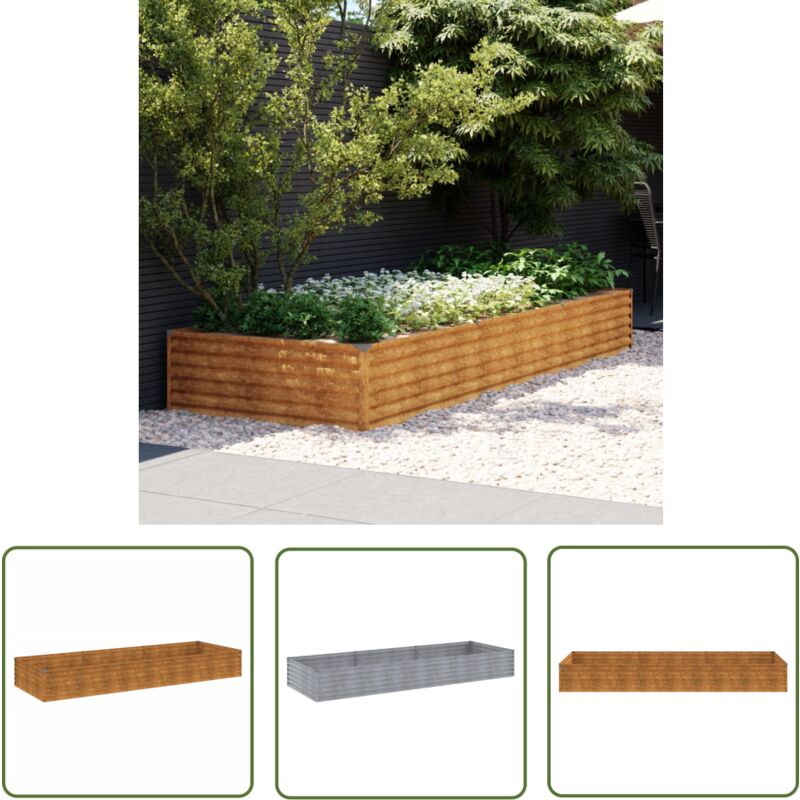 Lit surélevé de jardin 291x100x36 cm acier corten - Jardiniere - Lit Surélevé - Acier Corten - Plante - Fleur - The Living Store