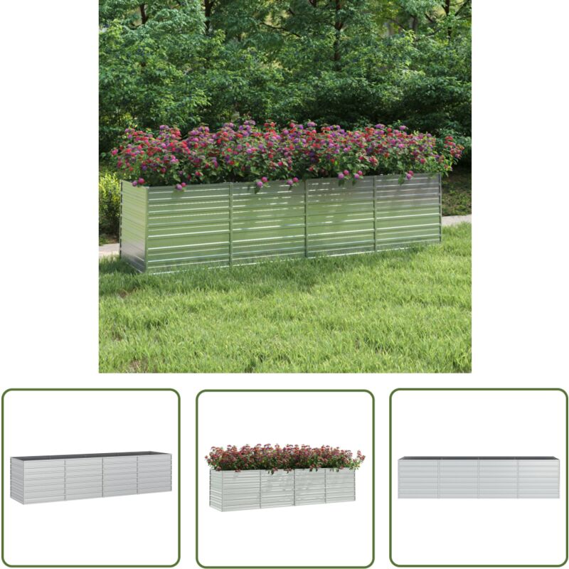 Lit surélevé de jardin 320x80x77 cm Acier galvanisé Argenté - Jardiniere Metal - Pot De Fleurs Exterieur - Lit Surélevé Jardin - Bac Plante - Culture