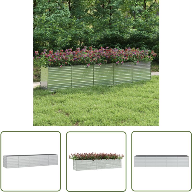 Lit surélevé de jardin 400x80x77 cm Acier galvanisé Argenté - Jardinière Métallique - Pot De Fleurs Extérieur - Bac De Culture - Lit Surélevé Jardin