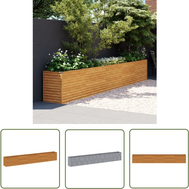 Lit surélevé de jardin 482x50x69 cm acier corten - Jardiniere Exterieur - Bac a Fleurs - Lit Surélevé Jardin - Acier Corten - Plante Fleurie - The