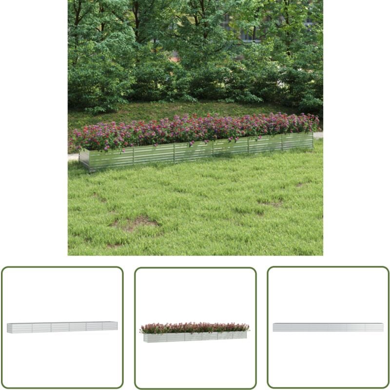Lit surélevé de jardin 600x80x45 cm Acier galvanisé Argenté - Jardiniere Metal - Pot De Fleurs Exterieur - Lit Surélevé Jardin - Bac Plante - Culture