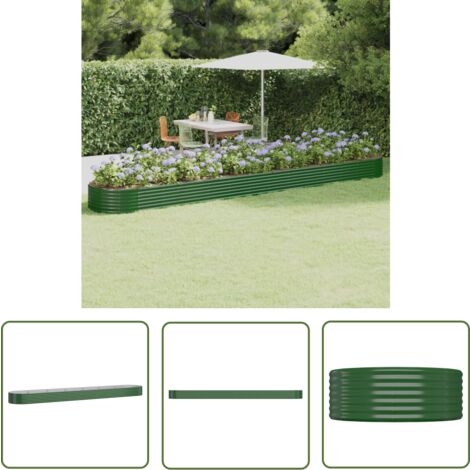 The Living Store -  Lit surélevé de jardin Acier enduit de poudre 544x100x36cm Vert