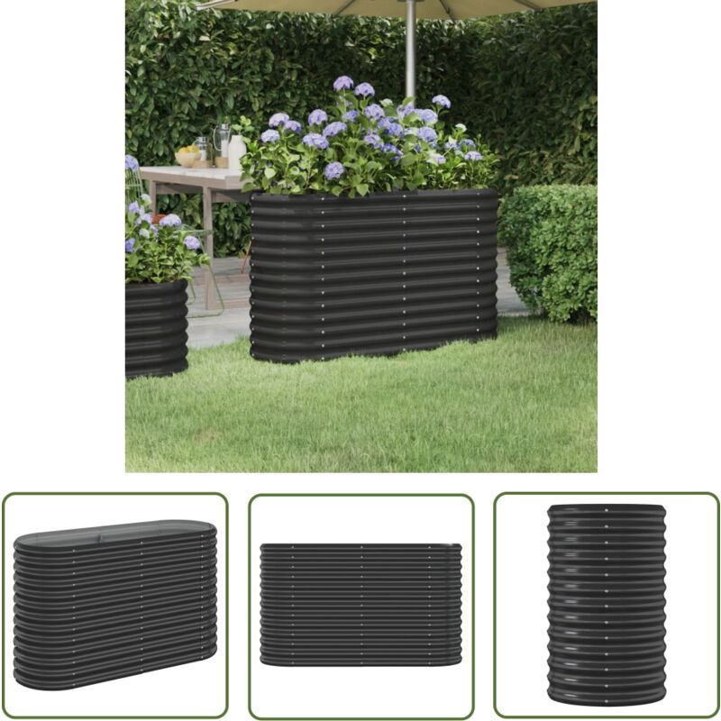 Lit surélevé de jardin Acier enduit de poudre Anthracite - Jardiniere Surélevée - Bac à Fleurs - Pot De Fleurs Extérieur - Décoration Jardin - Plante