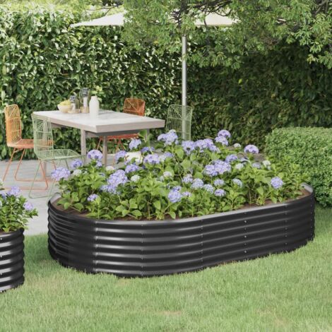 The Living Store -  Lit surélevé de jardin Acier enduit de poudre Anthracite