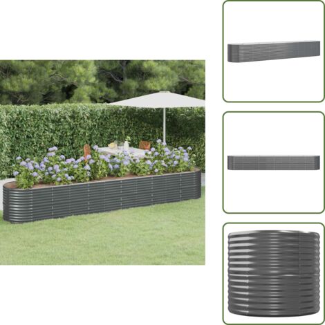 The Living Store Lit surélevé de jardin Acier enduit de poudre Anthracite - Jardiniere Surélevée - Bac À Fleurs - Planter Extérieur - Décoration Jardin - Pot De Fleurs Métal