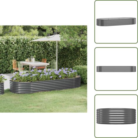 The Living Store Lit surélevé de jardin Acier enduit de poudre Anthracite - Jardinière Surélevée - Bac À Fleurs - Pot De Fleurs Extérieur - Décoration Jardin - Balcon