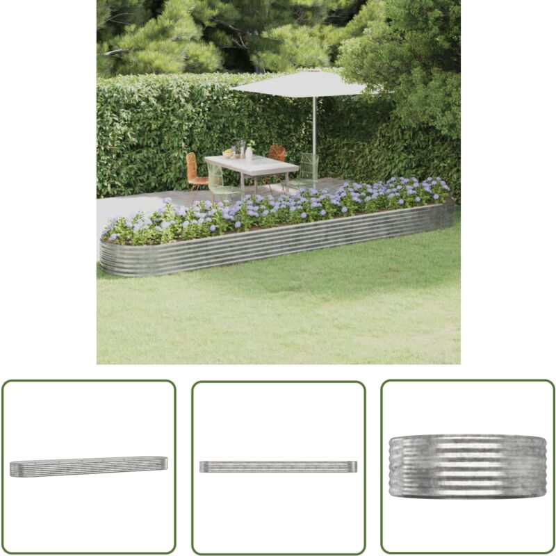 Lit surélevé de jardin Acier enduit de poudre Argenté - Jardinière Surélevée - Bac à Fleurs - Pot De Fleurs Extérieur - Décoration Jardin - Balcon