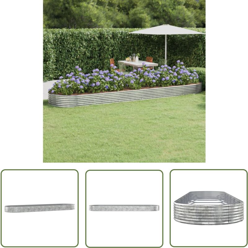 Lit surélevé de jardin Acier enduit de poudre Argenté - Jardinière Surélevée - Bac à Fleurs - Pot De Fleurs Extérieur - Décoration Jardin - Balcon