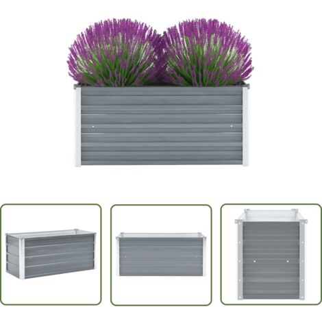 The Living Store Lit surélevé de jardin Acier galvanisé 100x40x45 cm Gris - Jardinière - Bac De Plantation - Pot De Fleurs Extérieur - Jardin Vertical - Culture Hors-sol
