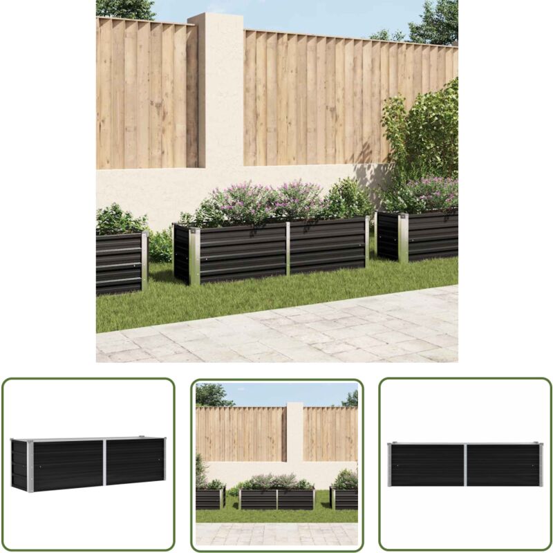 Lit surélevé de jardin Anthracite 160x40x45 cm Acier galvanisé - Jardinière - Pot De Fleurs Extérieur - Bac De Plantation - Jardin Vertical
