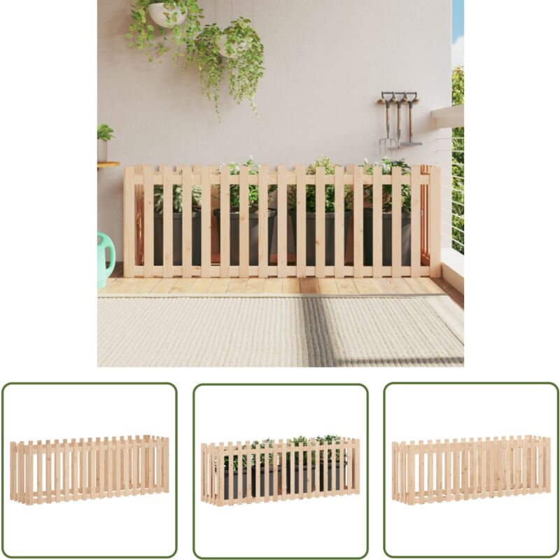 The Living Store Lit surélevé de jardin design de clôture 200x50x70cm pin massif - Jardinière - Bac À Plantation - Pot De Fleurs Extérieur