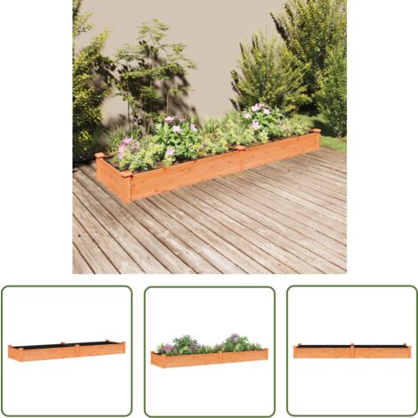 The Living Store Lit surélevé de jardin doublure 240x60x25 cm bois massif sapin - Lit Surélevé Jardin - Jardinière Bois - Bac Plantation - Potager Surélevé - Raised Garden Bed
