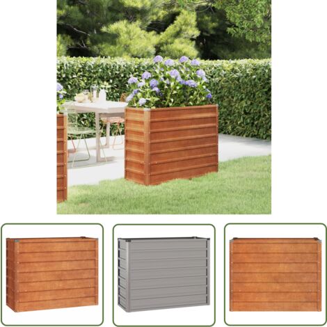 Higsose Lit Surélevé Jardin Acier Corten 100x40x45 Cm - Jardinière Rouillée Rectangulaire Extérieur
