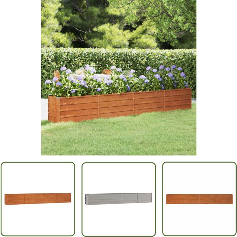 Lit surélevé de jardin rouillé 320x40x45 cm acier corten - Jardiniere - Lit Surélevé - Acier Corten - Décoration Extérieur - Balcon - The Living Store