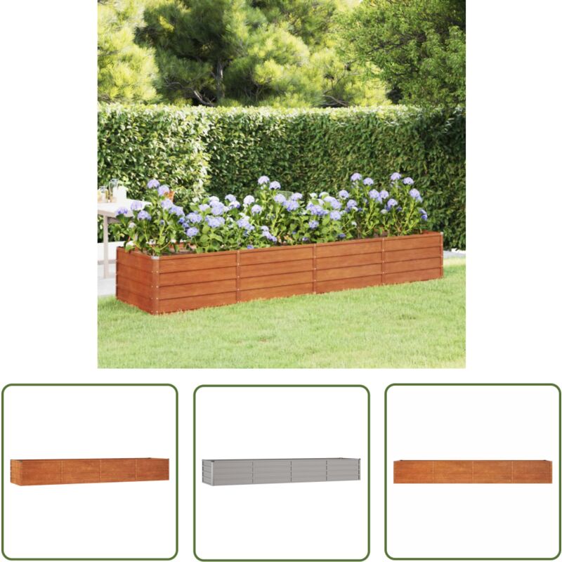 Lit surélevé de jardin rouillé 320x80x45 cm acier corten - Jardiniere - Lit Surélevé - Acier Corten - Plante - Décoration Extérieur - The Living Store